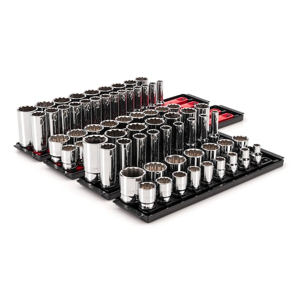 1/2 Inch Drive 12-Point Socket Set with Rails, 78-Piece (3/8-1-5/16 in., 10-32 mm)
